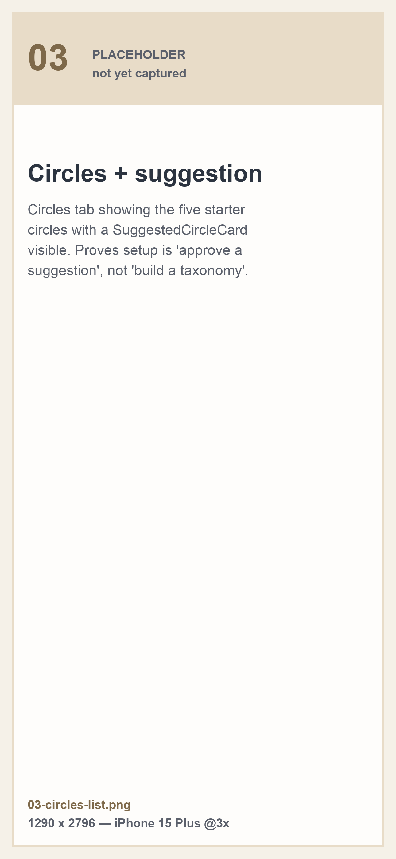 The Circles tab, with a suggested circle waiting to be approved